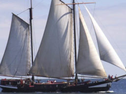 Wohlfühltoern Frans Horjus zeigt das segelnde Schiff