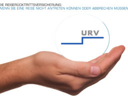 Windjammer Weltweit Reiseruecktrittsversicherung Produktbild zeigt das Logo der URV in einer ausgebreiteten Hand
